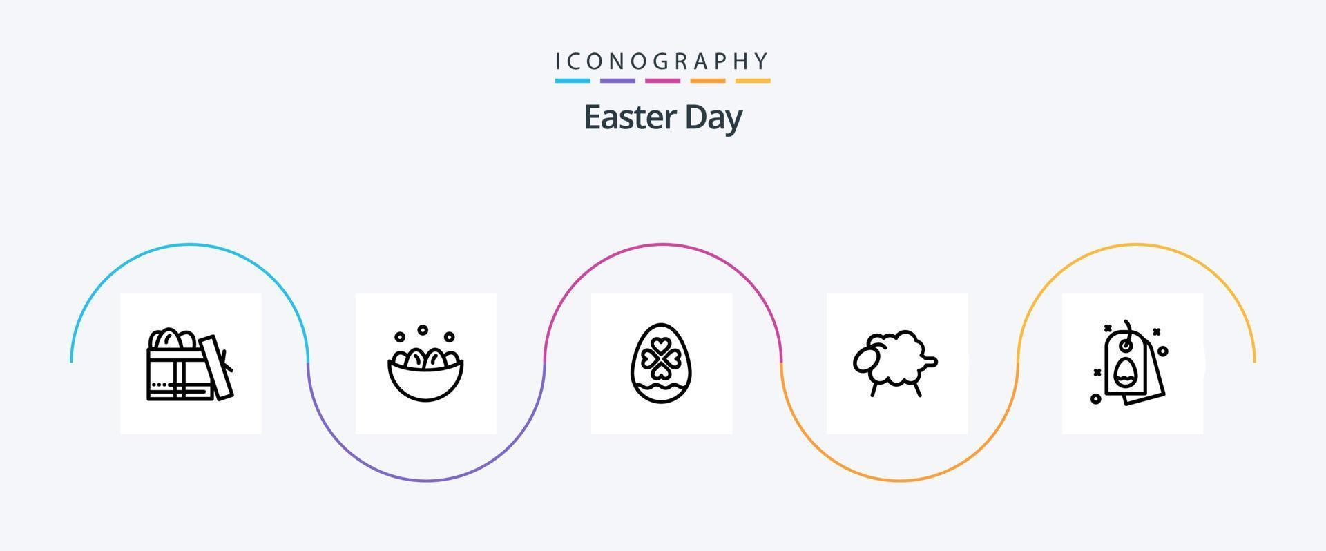 paquete de iconos de la línea 5 de Pascua que incluye la etiqueta. lana. nido. oveja. Pascua de Resurrección vector