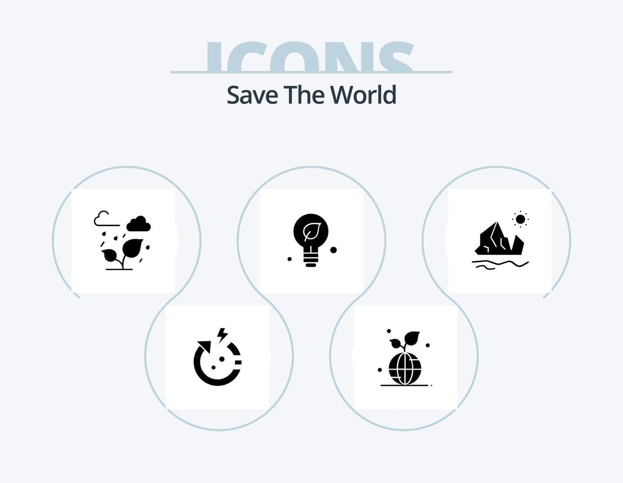 Save The World Glyph Icon Pack 5 Icon Design. ecology. green. world. environment. leaf vector