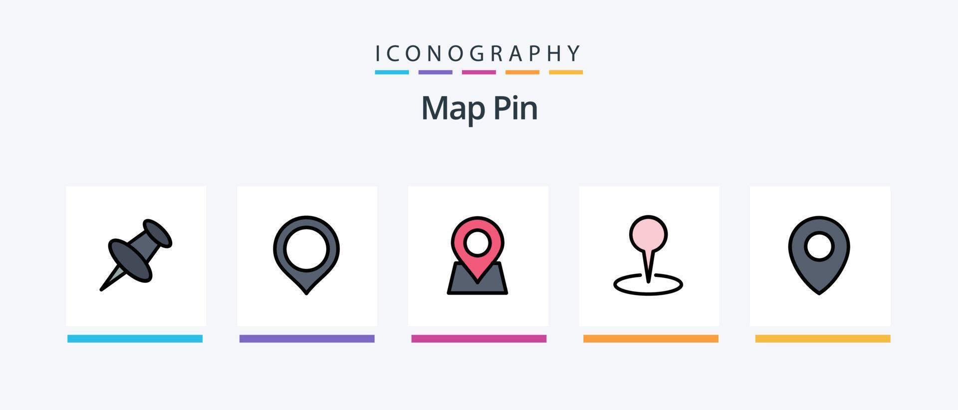 paquete de 5 iconos llenos de línea de pin de mapa que incluye marcador. mapa. navegación. nube. marcador. diseño de iconos creativos vector