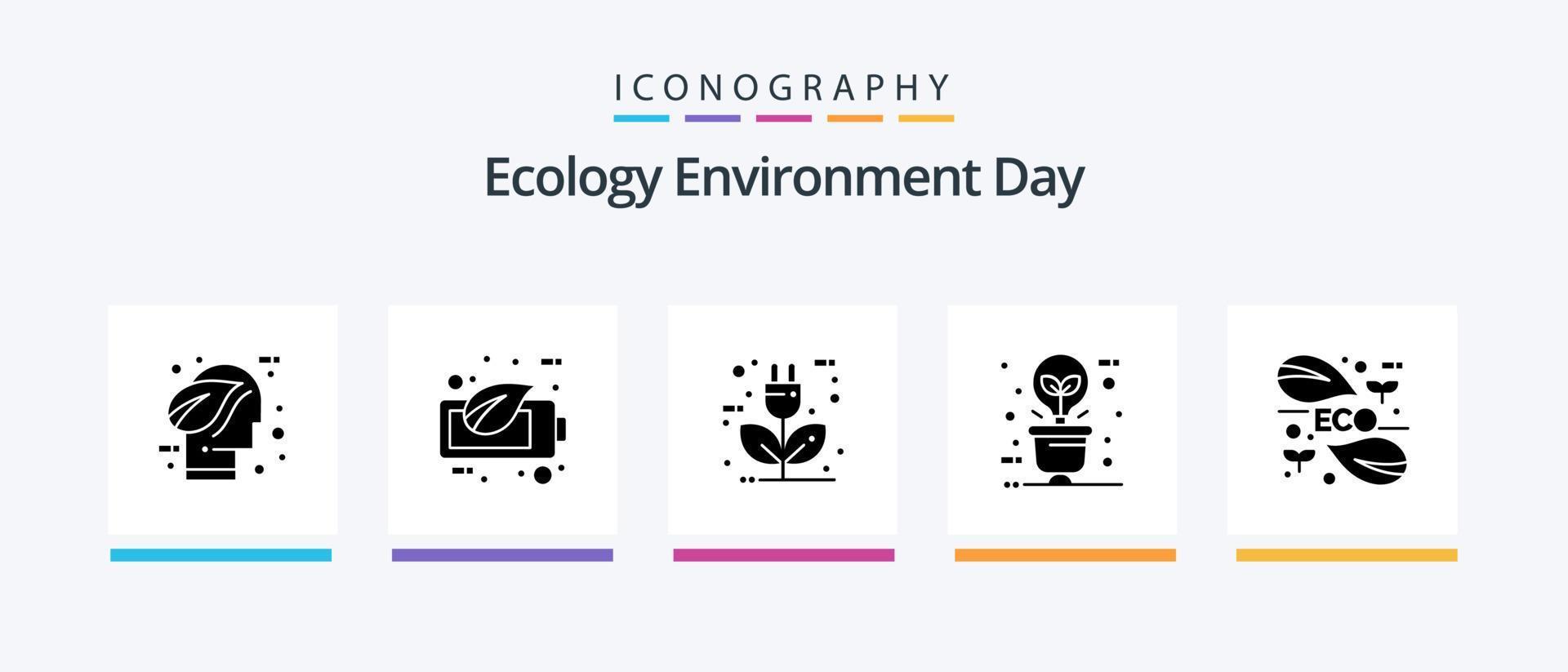 paquete de iconos de glifo ecológico 5 que incluye iluminación. bulbo. batería. verde. ecología. diseño de iconos creativos vector