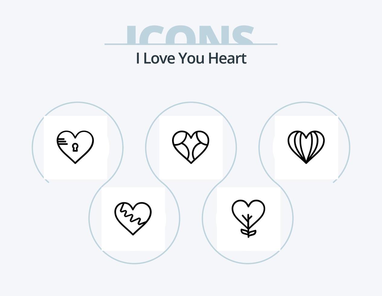 paquete de iconos de línea de corazón 5 diseño de iconos. . planta. . favorito vector