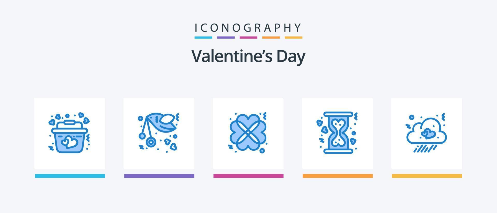 Valentines Day Blue 5 Icon Pack Including cloud. heart. romance. donation. date. Creative Icons Design vector