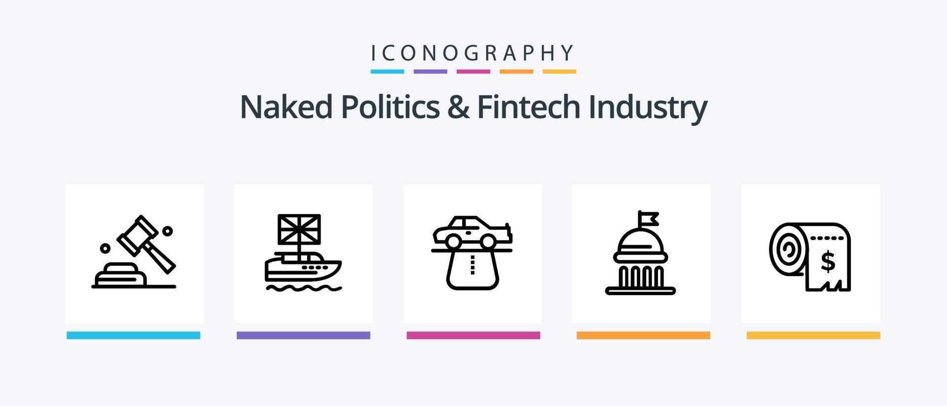 Naked Politics And Fintech Industry Line 5 Icon Pack Including vote. political. money. campaign. occupation. Creative Icons Design vector