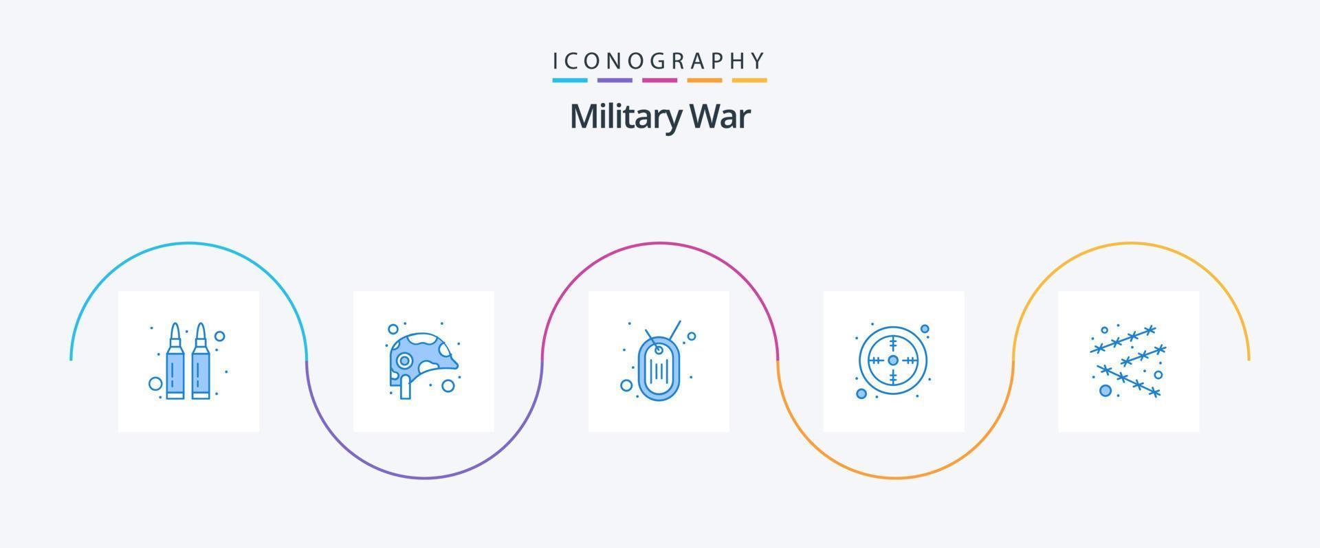 paquete de iconos de guerra militar azul 5 que incluye peligro. vista. ejército. punto. apuntar vector