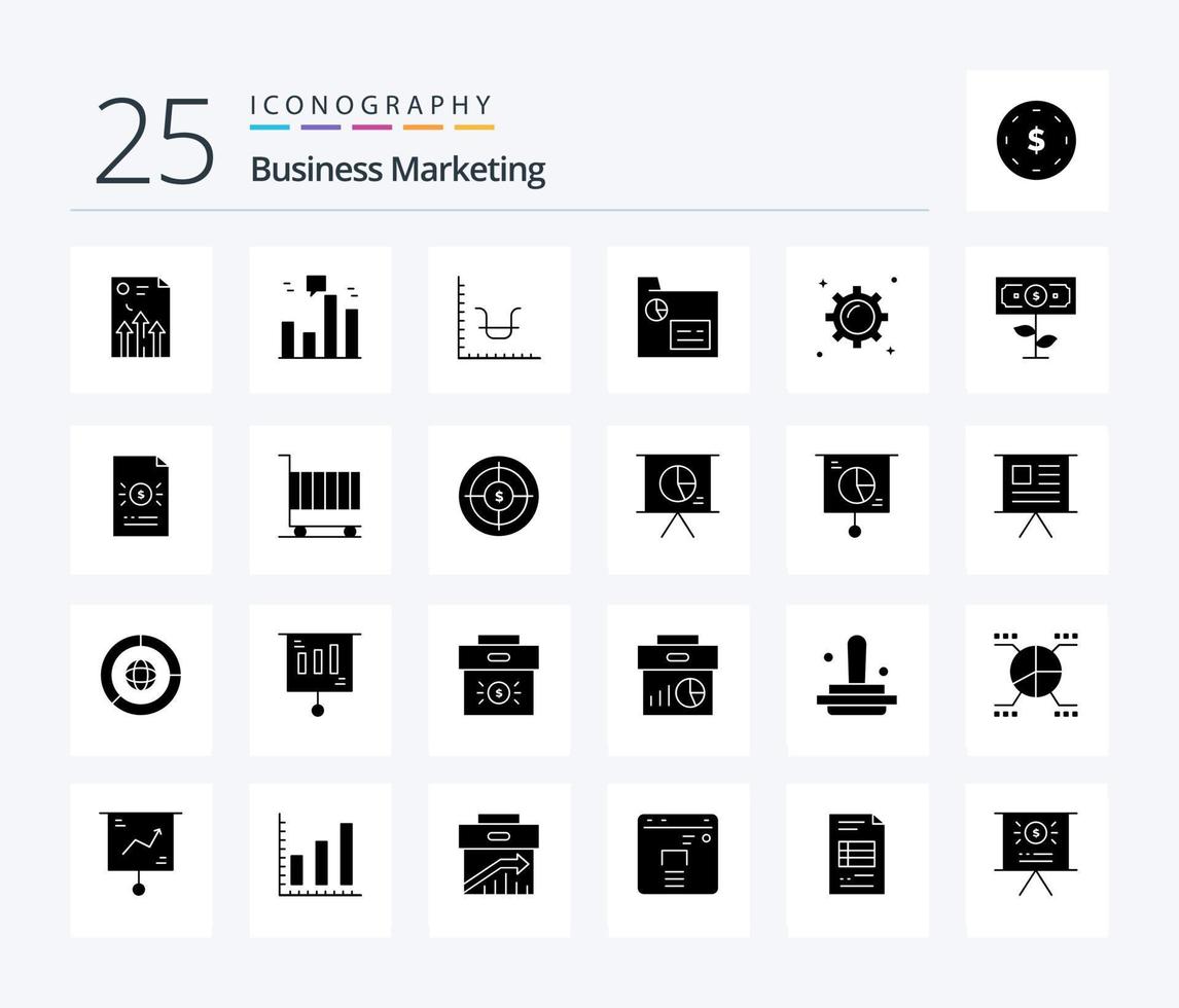 Business Marketing 25 Solid Glyph icon pack including marketing. business. marketing. marketing vector