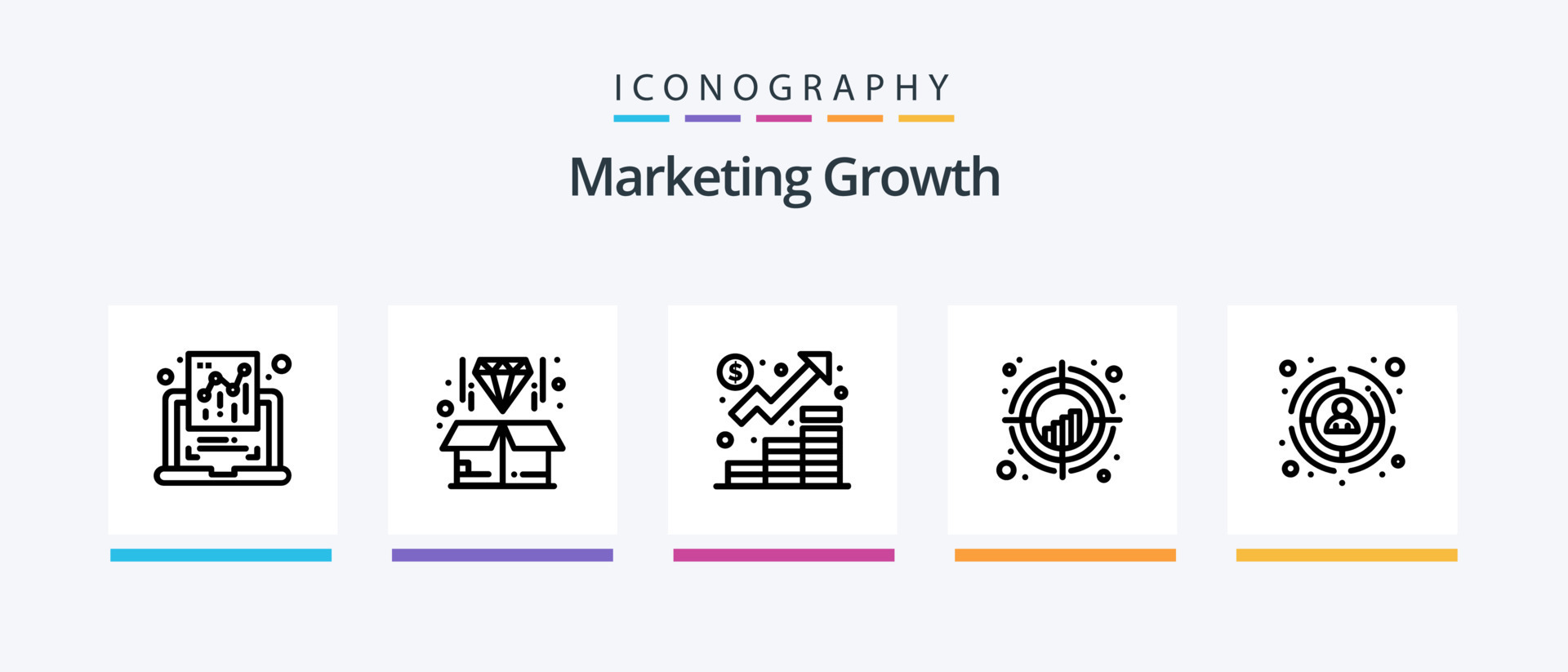 Marketing Growth Line 5 Icon Pack Including contact. diamond. monitor ...