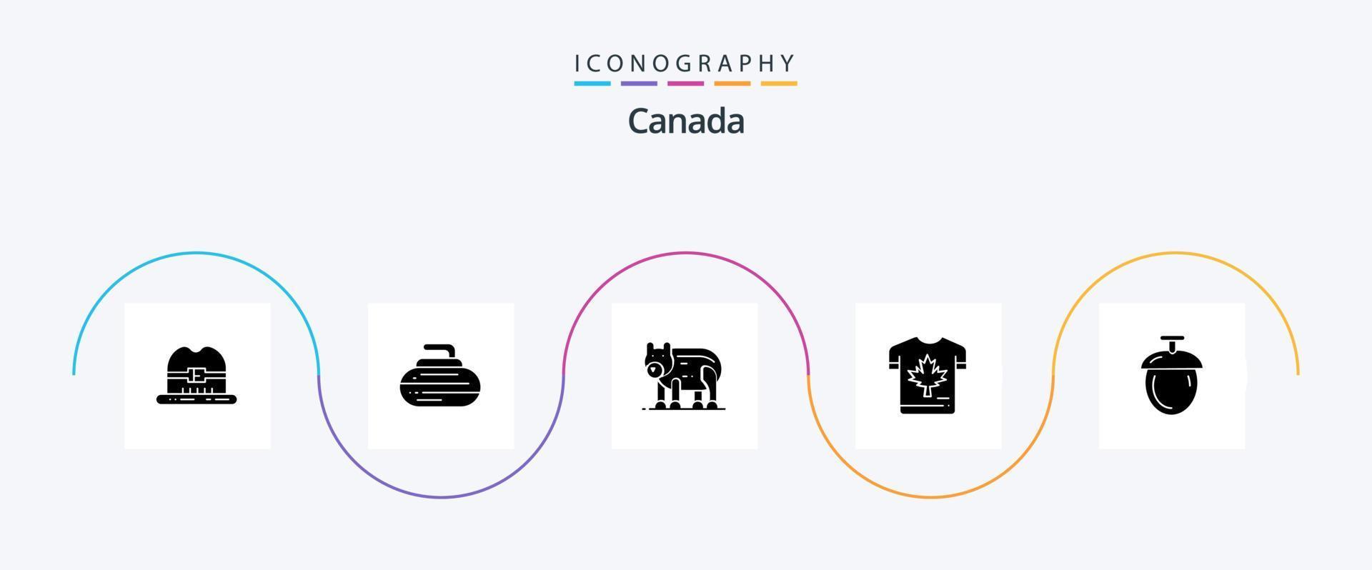 Canada Glyph 5 Icon Pack Including nuts. maple. bear. leaf. autumn vector