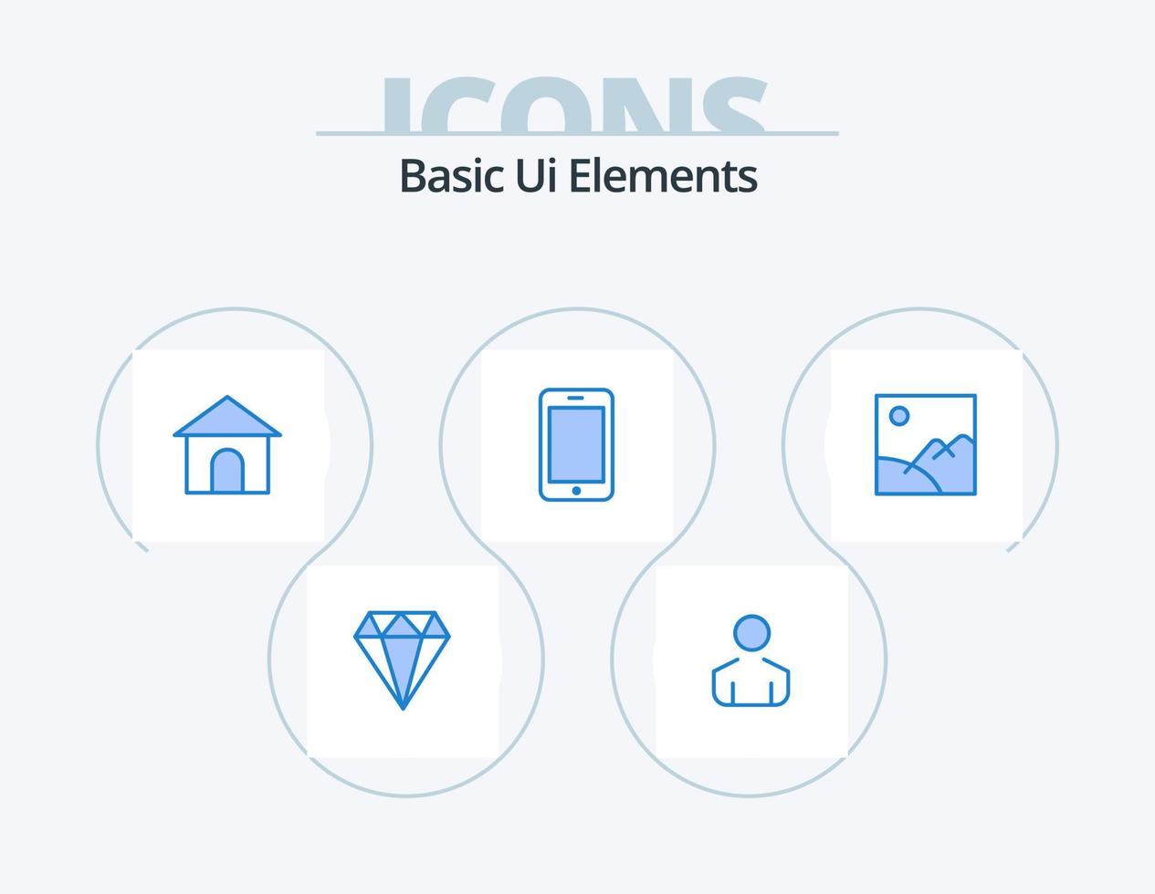 Basic Ui Elements Blue Icon Pack 5 Icon Design. picture. image. hose. call. mobile vector