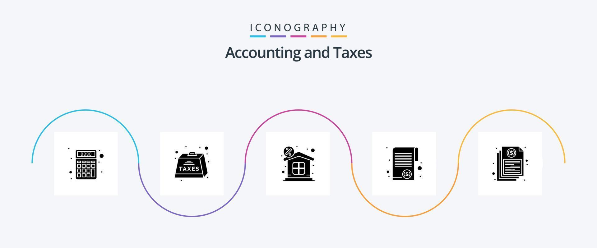 paquete de iconos de glifo 5 de impuestos que incluye impuestos. dinero. impuesto. finanzas. propiedad vector