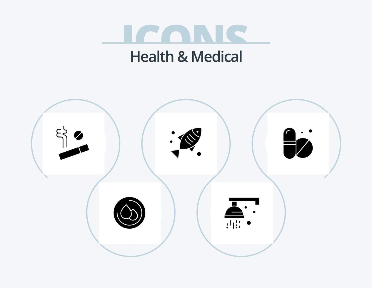 paquete de iconos de glifos médicos y de salud 5 diseño de iconos. . pastillas fumar. médico. alimento vector