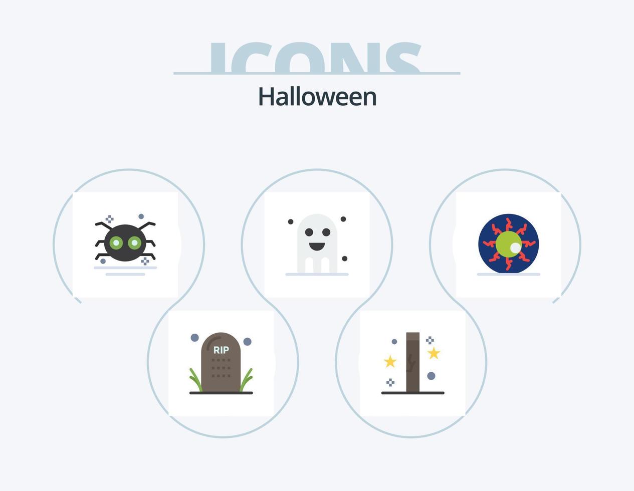 paquete de iconos planos de halloween 5 diseño de iconos. festival. celebracion. vacaciones. escalofriante. aterrador vector