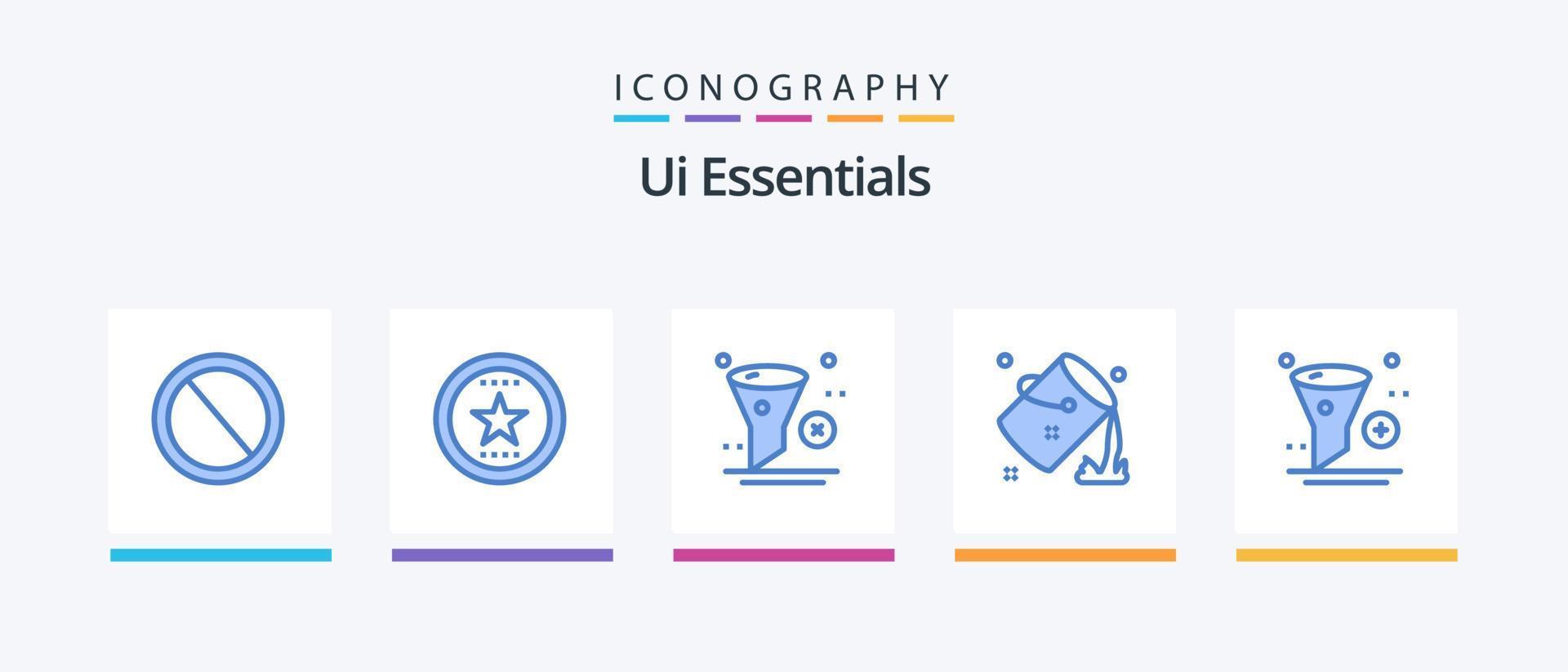 Ui Essentials Blue 5 Icon Pack Including colour. bucket. medal. trash. filter. Creative Icons Design vector