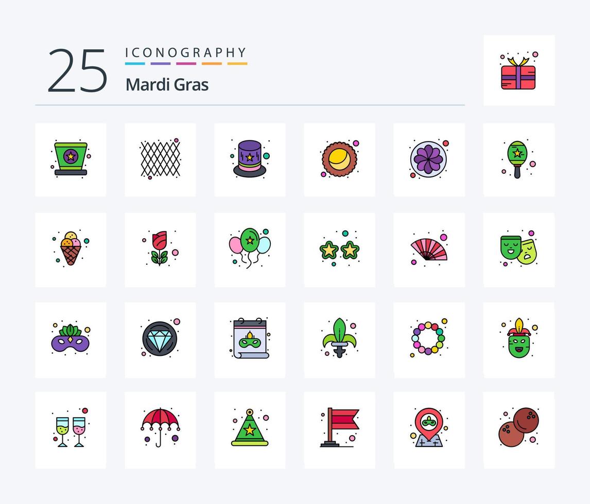Mardi Gras 25 Line Filled icon pack including sunflower. nature. carnival. flower. moon vector