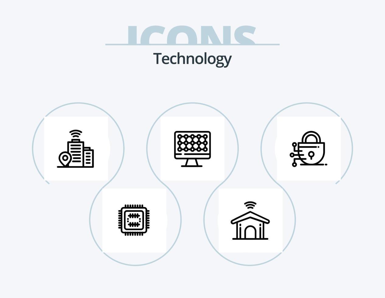 paquete de iconos de línea de tecnología 5 diseño de iconos. lanzamiento. servicio. tecnología. Wifi. elegante vector