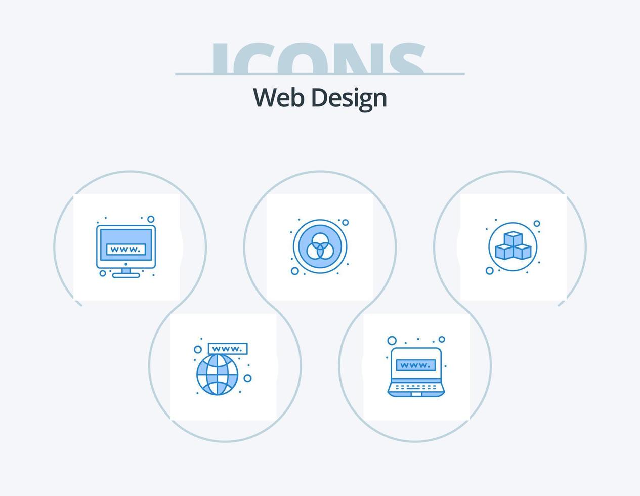 diseño web paquete de iconos azules 5 diseño de iconos. . diseño en cubos. tecnología. caja. web vector