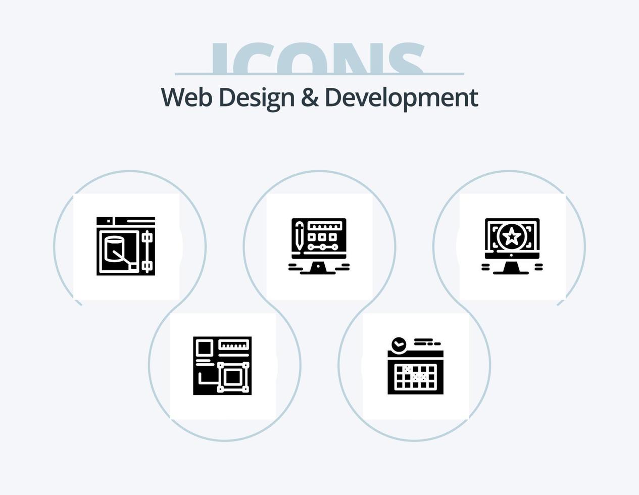 Web Design And Development Glyph Icon Pack 5 Icon Design. monitor . web. design . tool . design vector