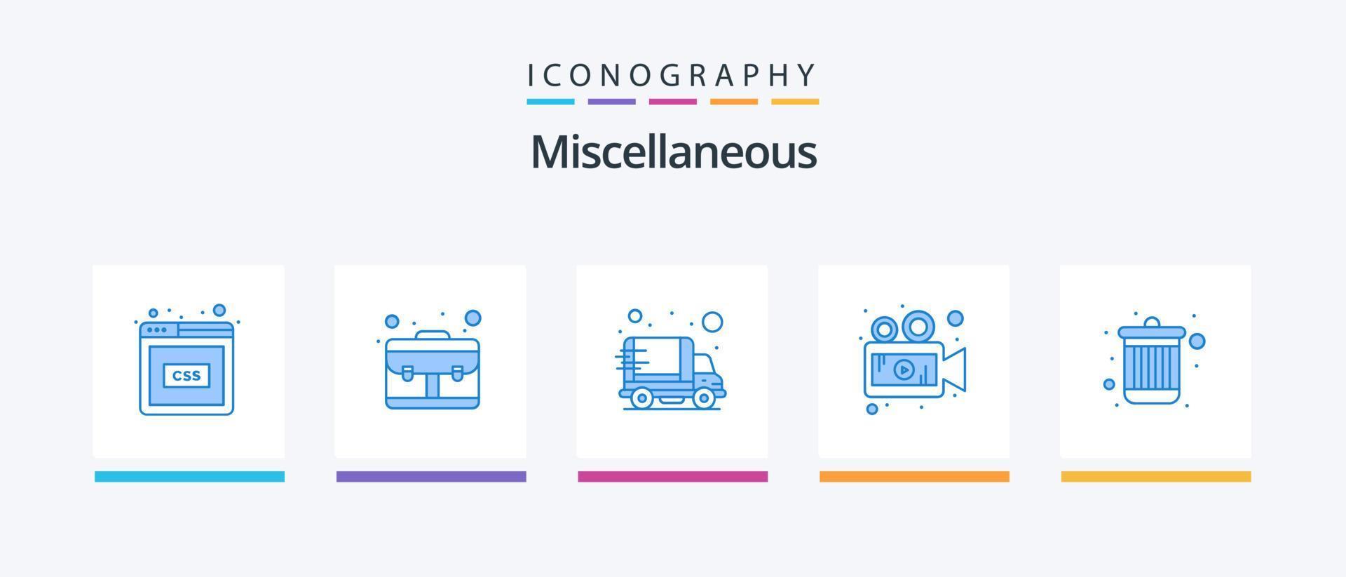 Miscellaneous Blue 5 Icon Pack Including remove. video. delivery. video. camera. Creative Icons Design vector