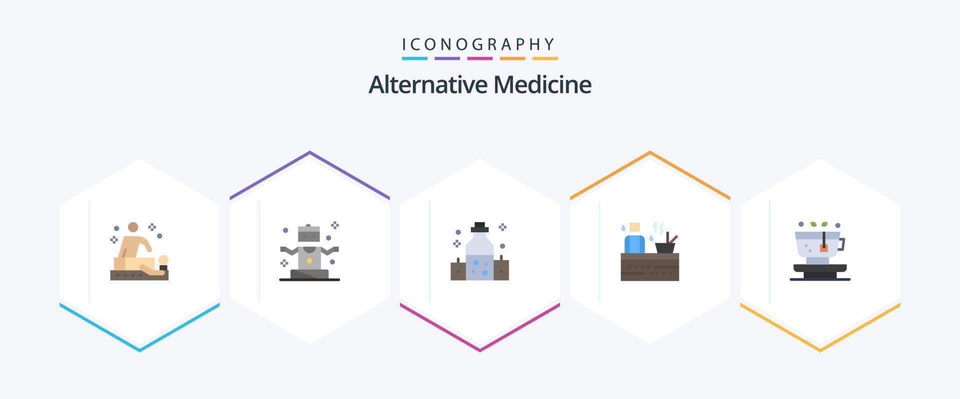 Alternative Medicine 25 Flat icon pack including nature. wellness. healthcare. spa. hot vector