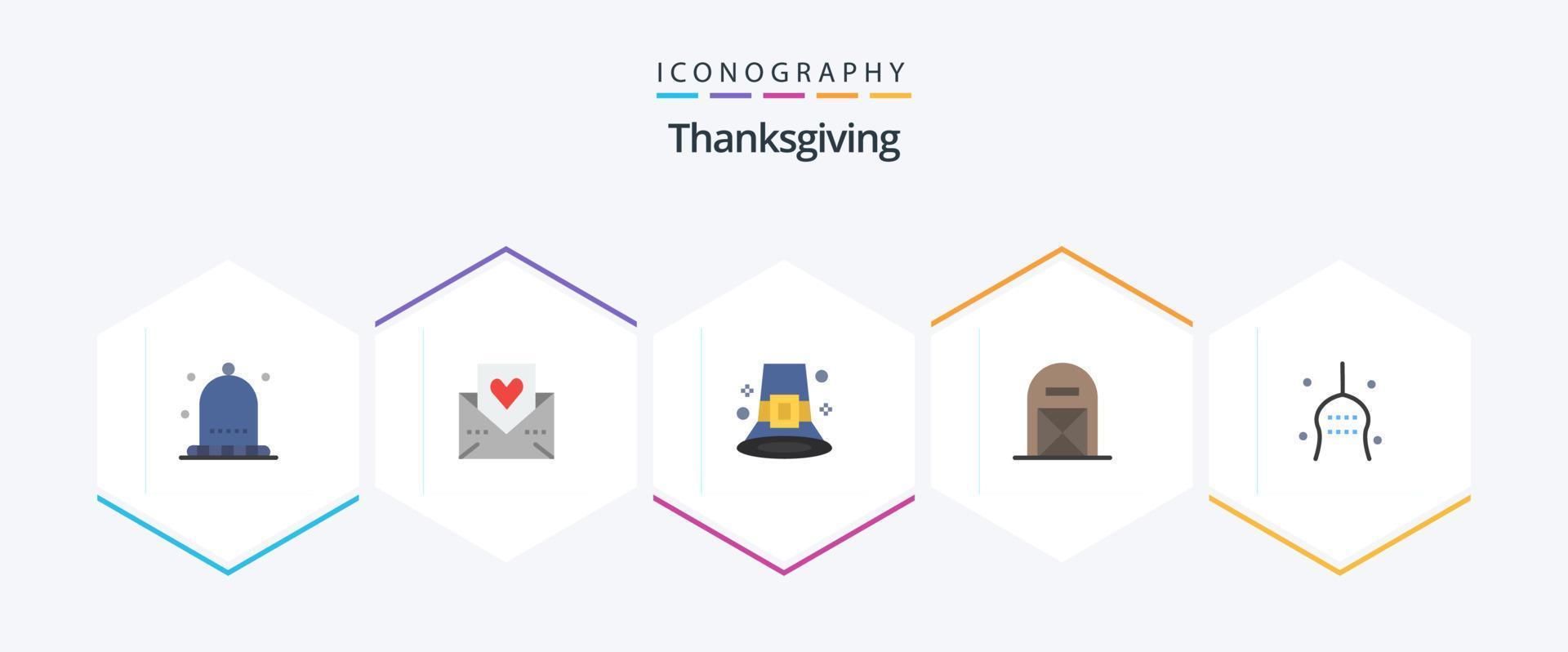 Thanks Giving 25 Flat icon pack including pilgrim. barn. thanksgiving. agriculture. hat vector