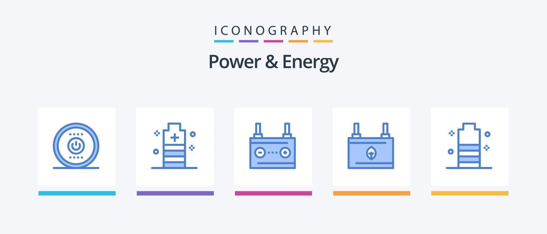 paquete de iconos de energía y energía azul 5 que incluye electricidad. limpio. seguro. batería. electricidad. diseño de iconos creativos vector