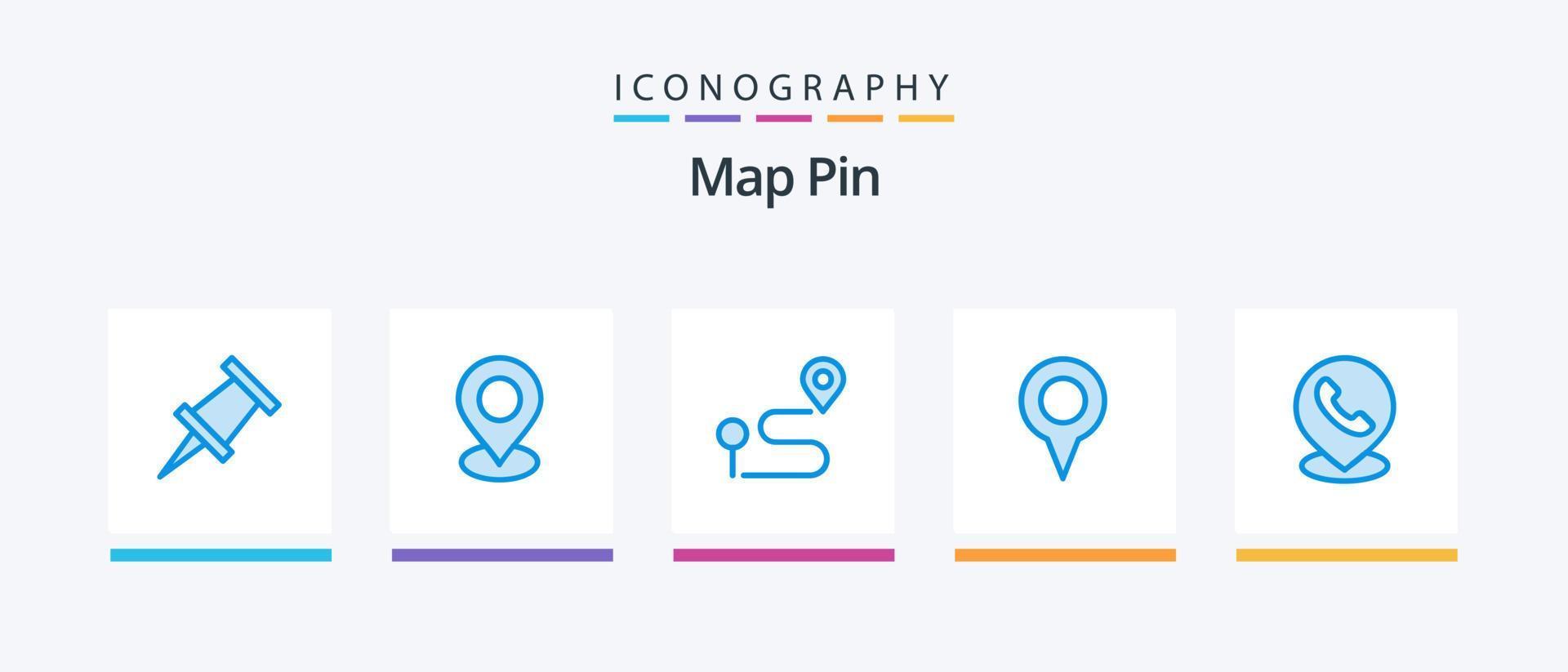 Map Pin Blue 5 Icon Pack Including location. phone. navigation. telephone. map. Creative Icons Design vector