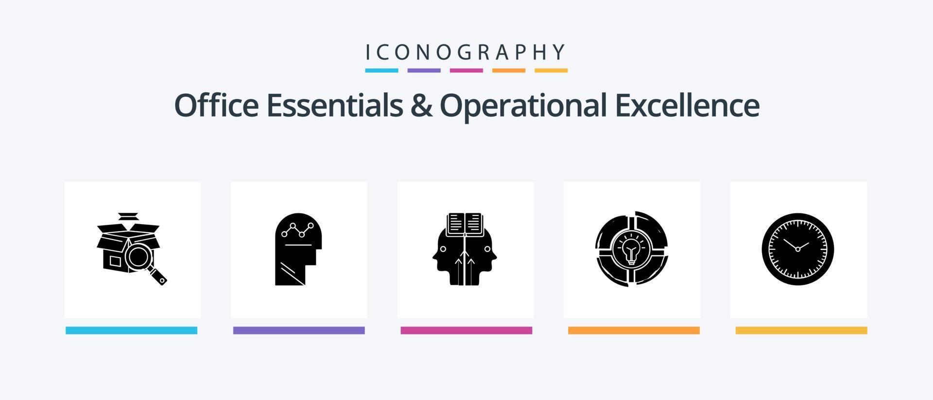 Office Essentials And Operational Exellence Glyph 5 Icon Pack Including idea. chat. thinking. pie. man. Creative Icons Design vector