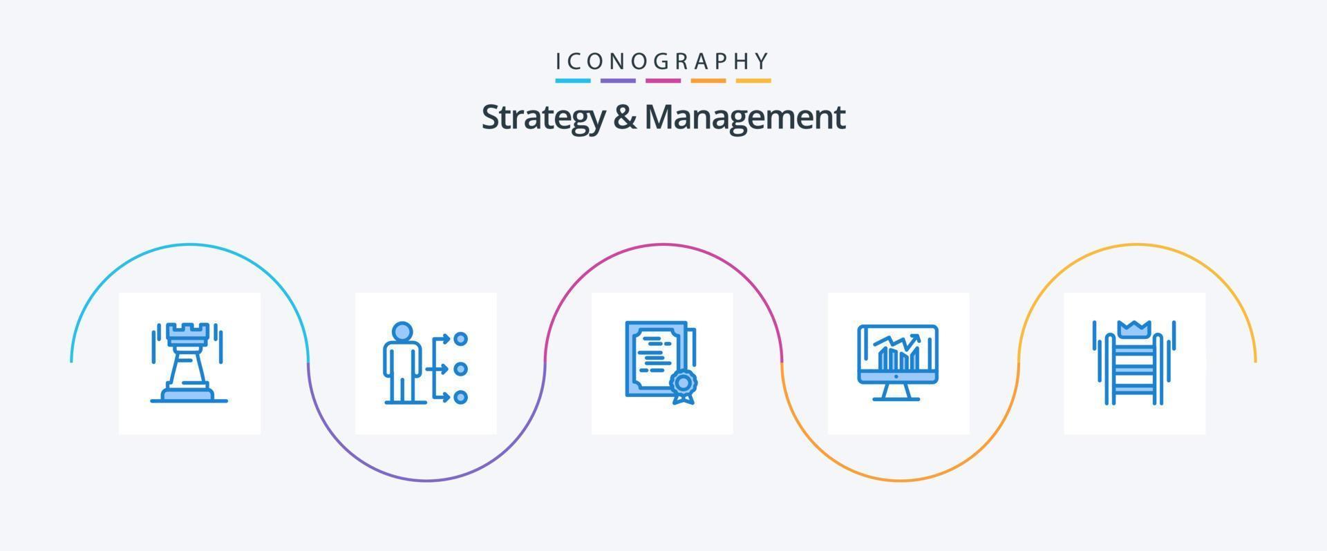 Strategy And Management Blue 5 Icon Pack Including report. business. user. diploma. sign vector