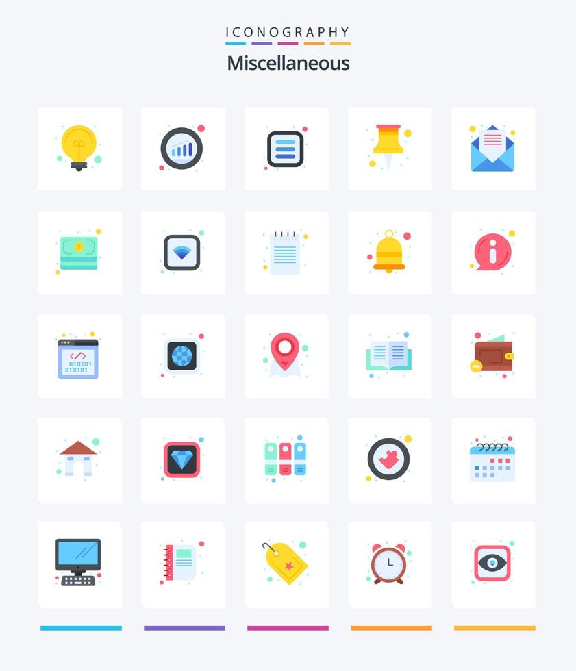 Creative Miscellaneous 25 Flat icon pack  Such As message. work. apps. task. office vector
