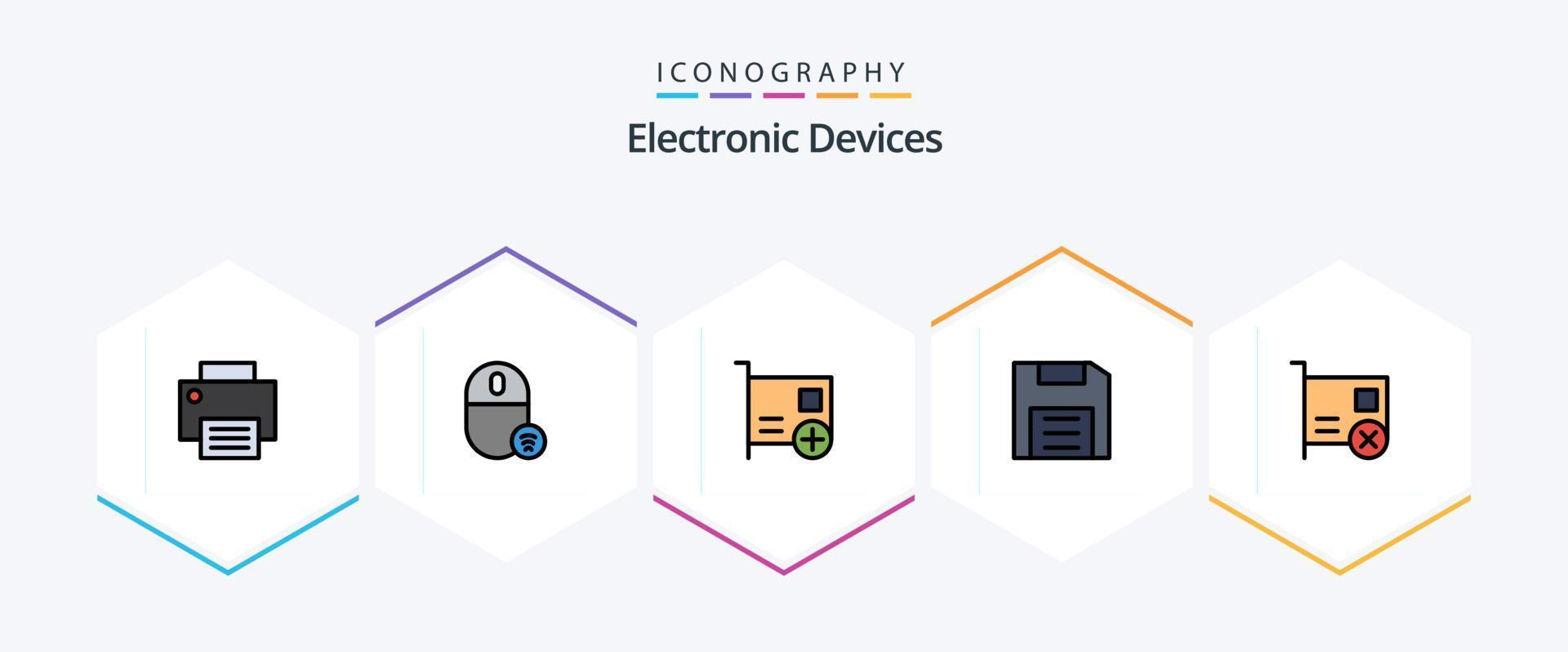 paquete de iconos de 25 dispositivos con línea completa que incluye el disco. ordenadores. hardware. hardware. ordenadores vector