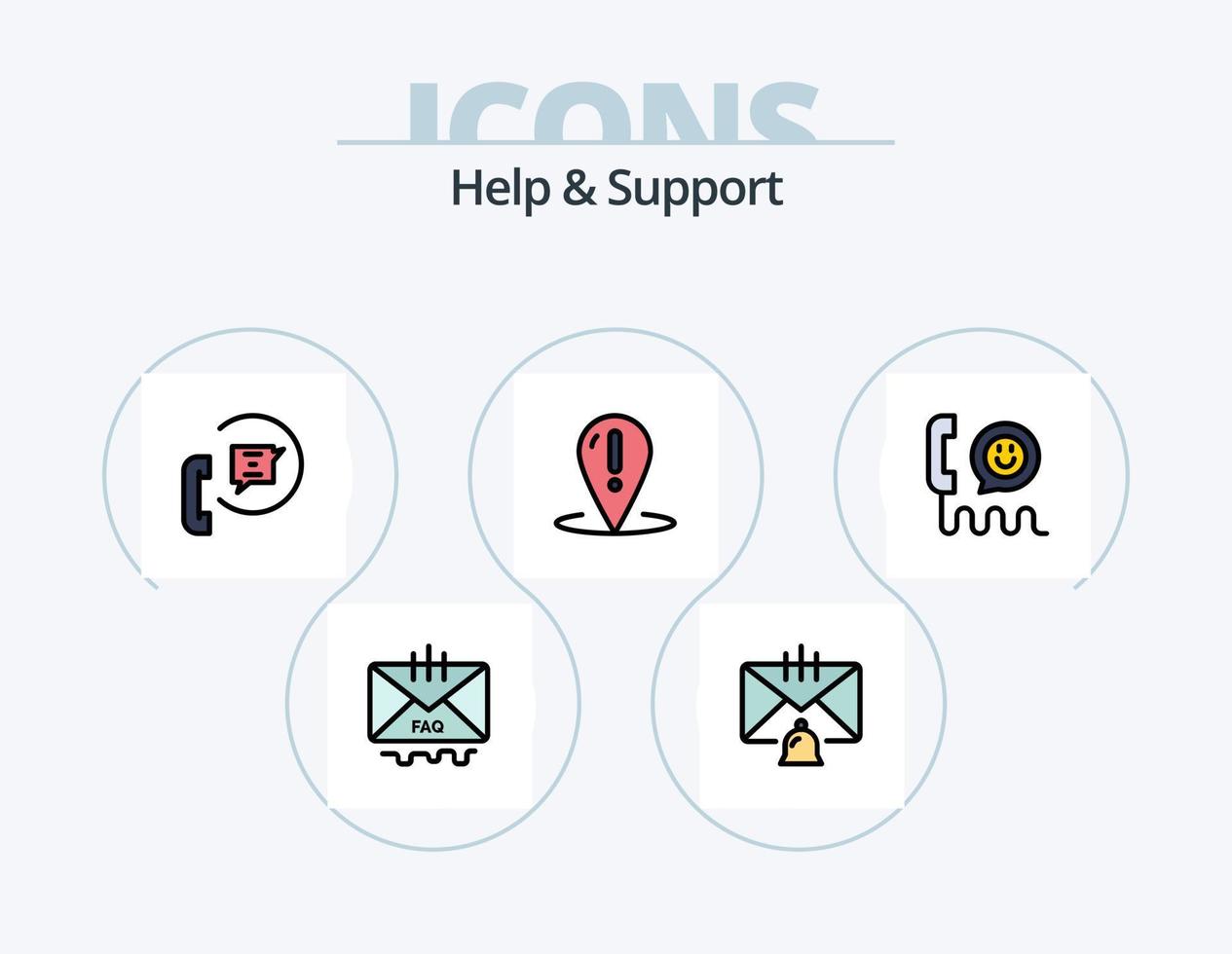 Help And Support Line Filled Icon Pack 5 Icon Design. contact. call. contact. help. document vector