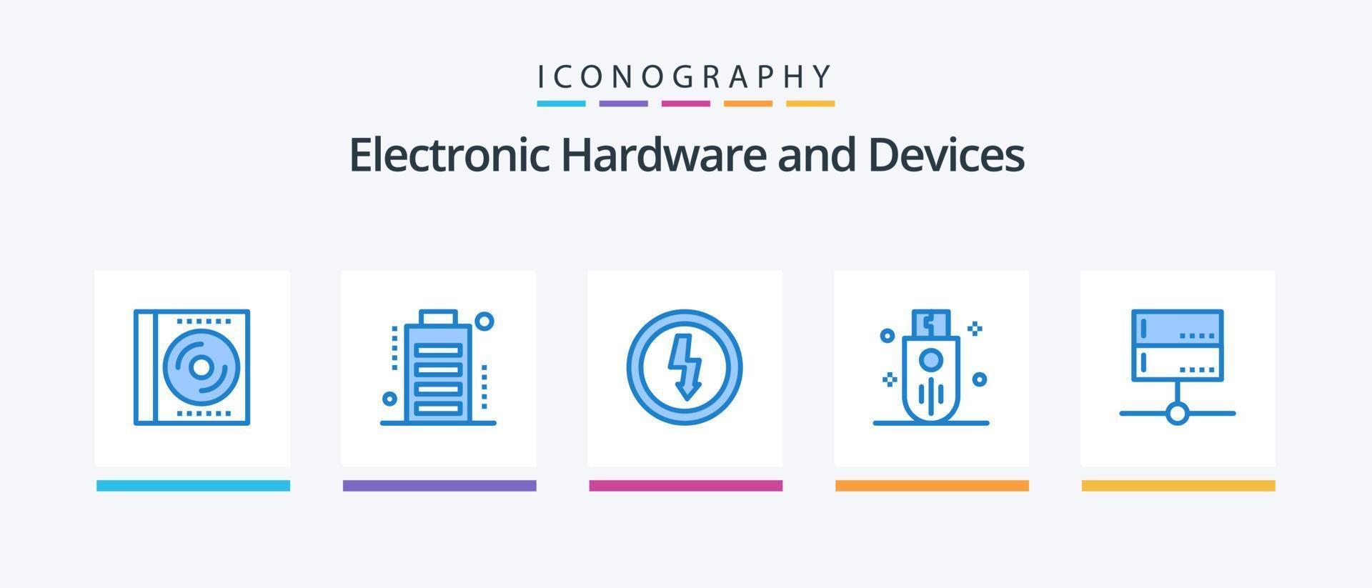 Devices Blue 5 Icon Pack Including stick. memory. full. devices. electricity. Creative Icons Design vector