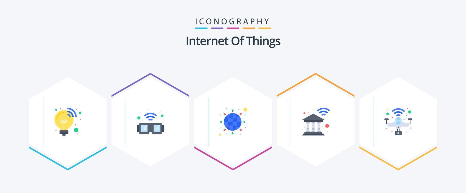 Internet Of Things 25 Flat icon pack including quad copter. drone. internet. building. internet vector