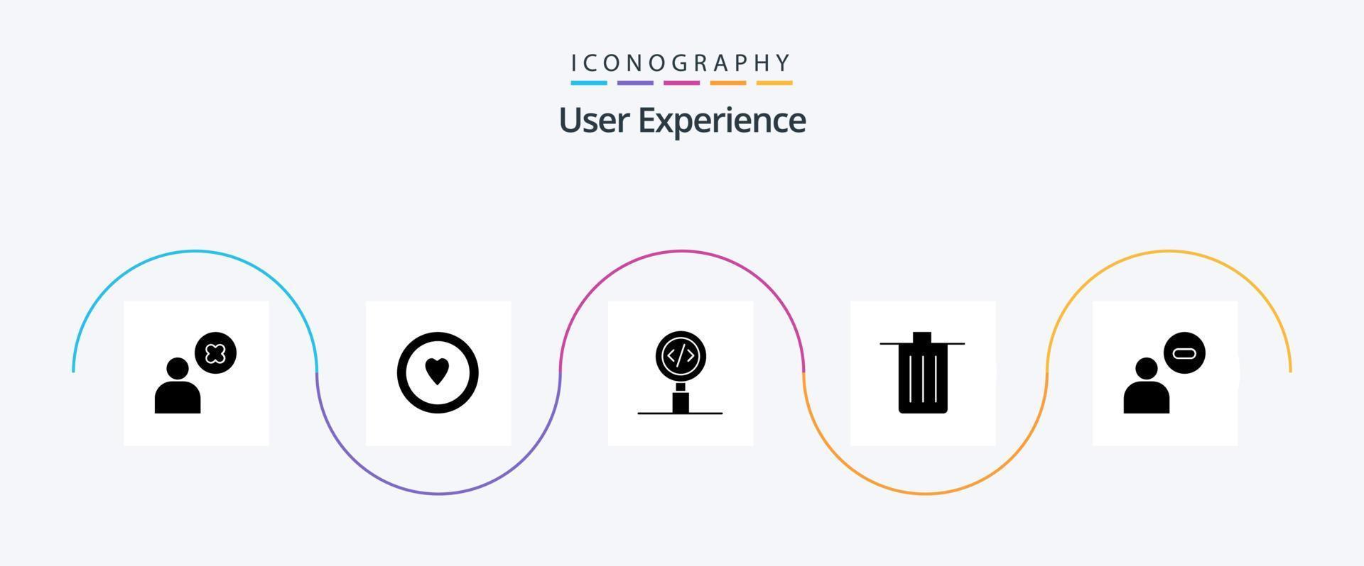 User Experience Glyph 5 Icon Pack Including been . circle. search. development vector