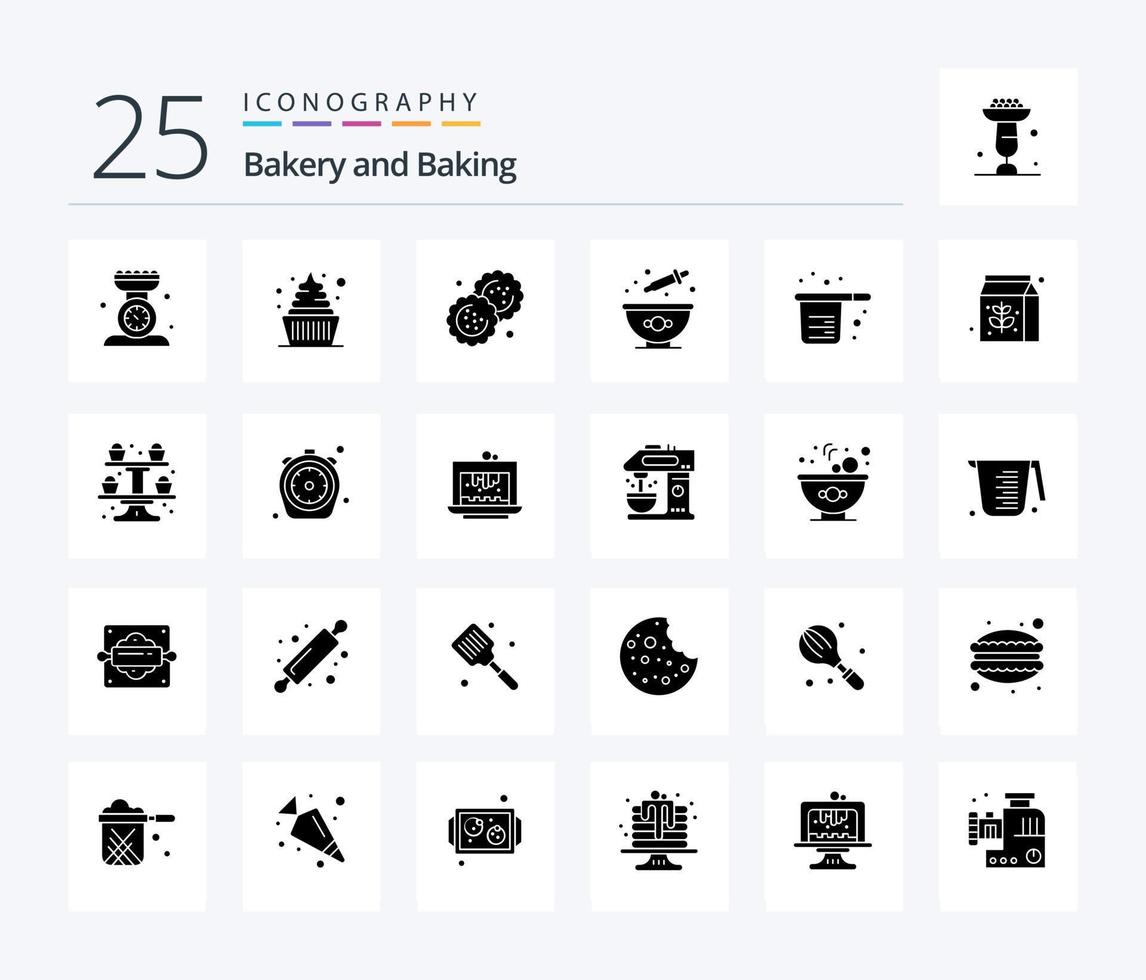 Baking 25 Solid Glyph icon pack including dye. colouring. icecream. baking. cookie vector