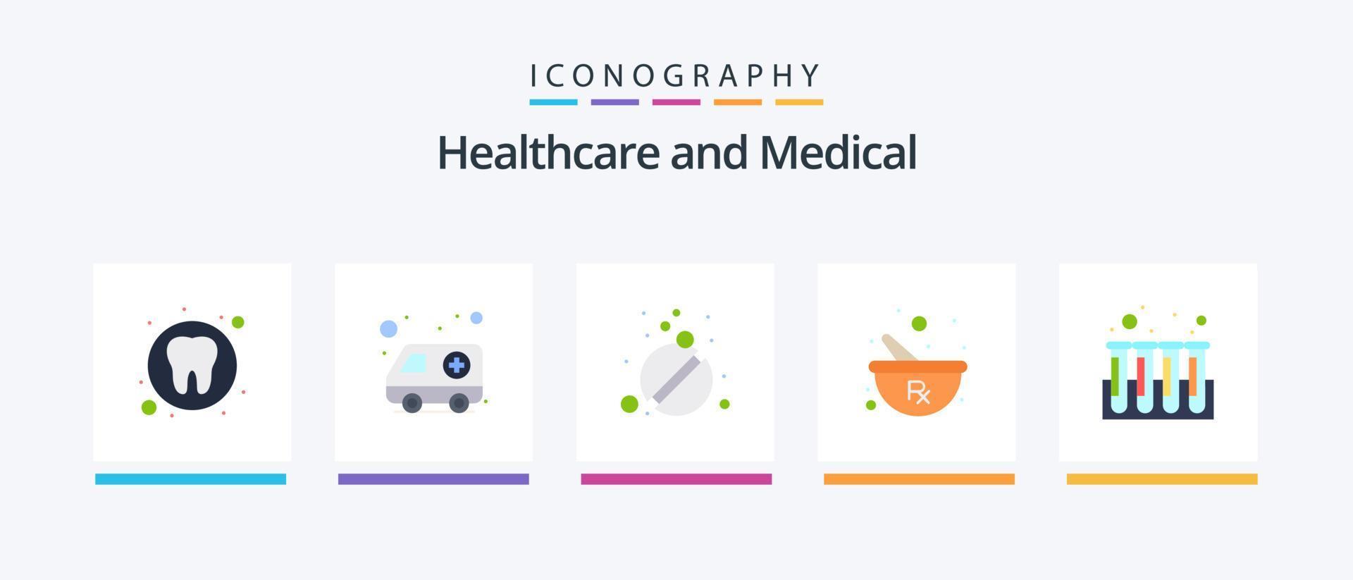 Medical Flat 5 Icon Pack Including experiment. preparing. medicine. mixing. bowl. Creative Icons Design vector