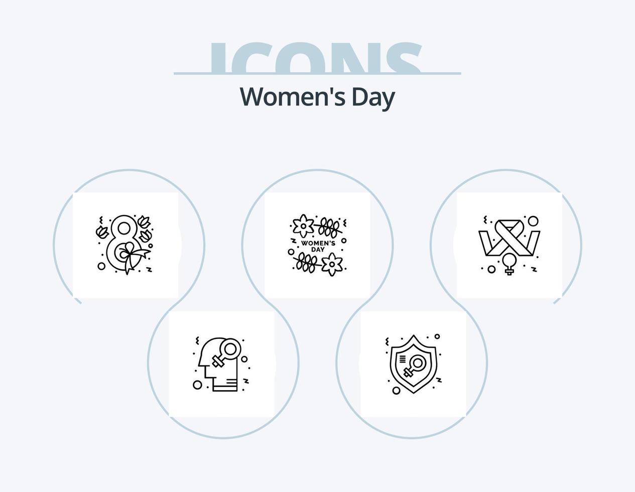 Womens Day Line Icon Pack 5 Icon Design. . message. . briefcase vector