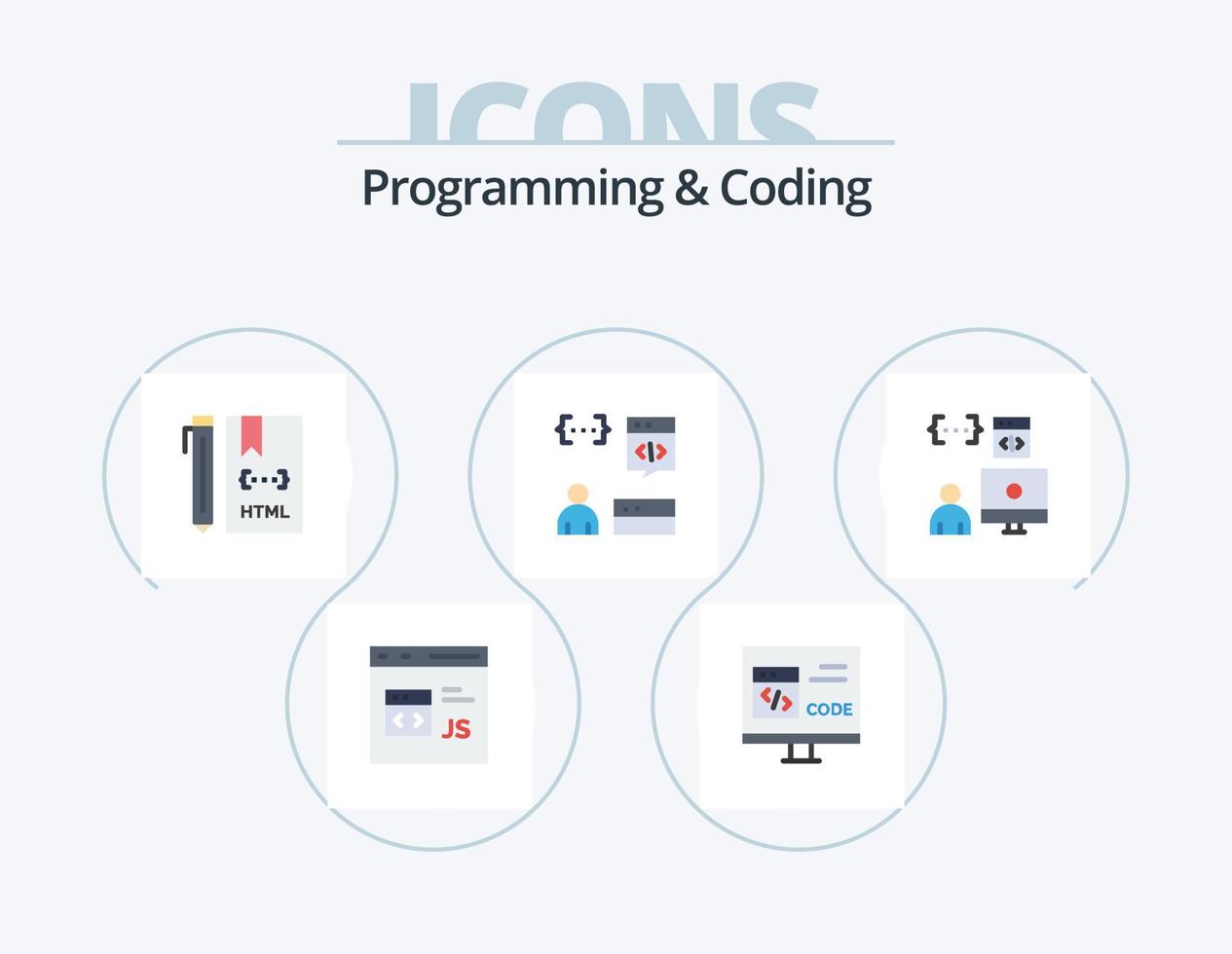 programación y codificación flat icon pack 5 diseño de iconos. desarrollar. aplicación desarrollar. html desarrollar vector