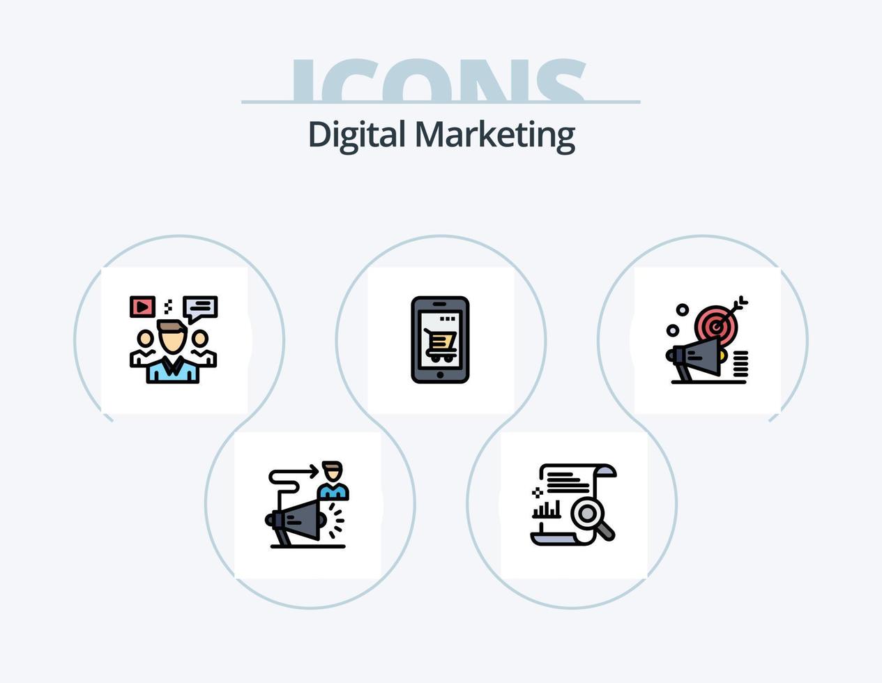 Digital Marketing Line Filled Icon Pack 5 Icon Design. position. award. laptop. web. chain vector