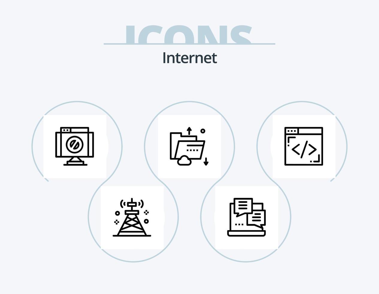 Internet Line Icon Pack 5 Icon Design. internet. server. browser. internet. data vector