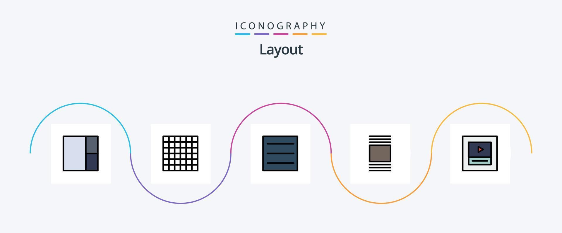 Layout Line Filled Flat 5 Icon Pack Including . p. vector
