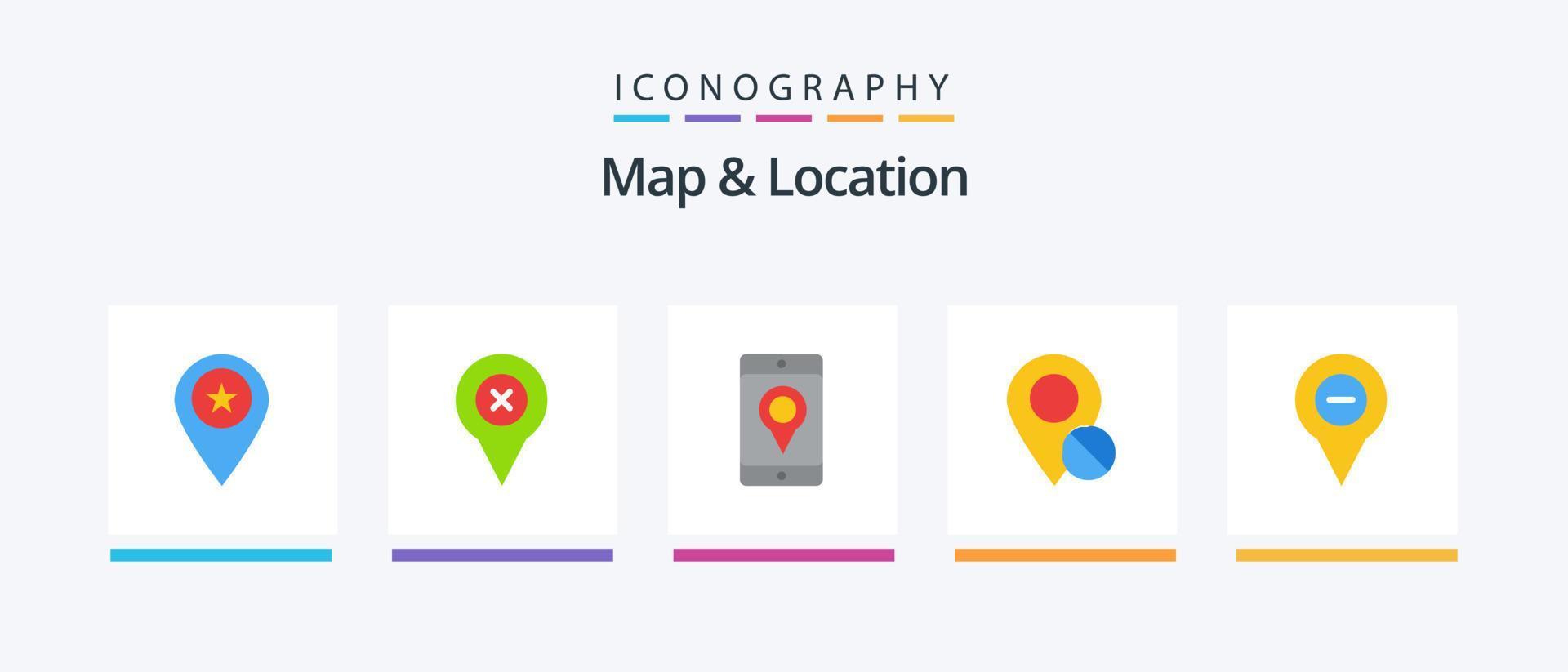 mapa y ubicación plana 5 paquete de iconos que incluye médico. marcador. mapa. mapa. ubicación. diseño de iconos creativos vector