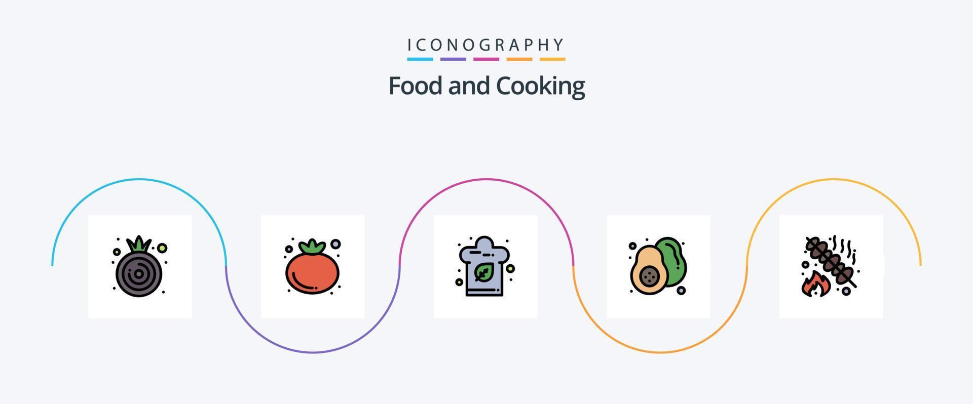 línea de comida llena de paquete de iconos planos 5 que incluye fiesta. alimento. sombrero. barbacoa pera vector