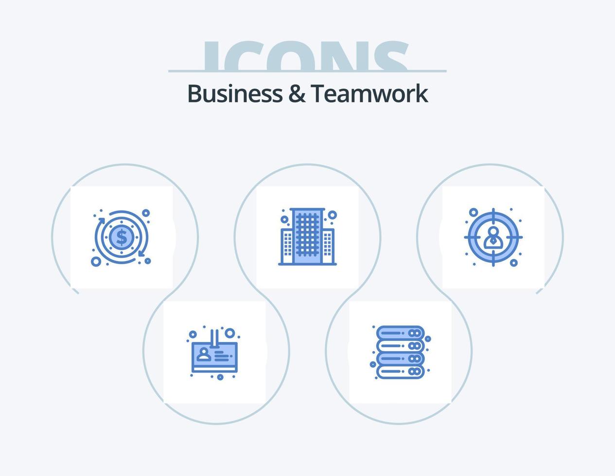 Business And Teamwork Blue Icon Pack 5 Icon Design. . search. budget. employee. business vector