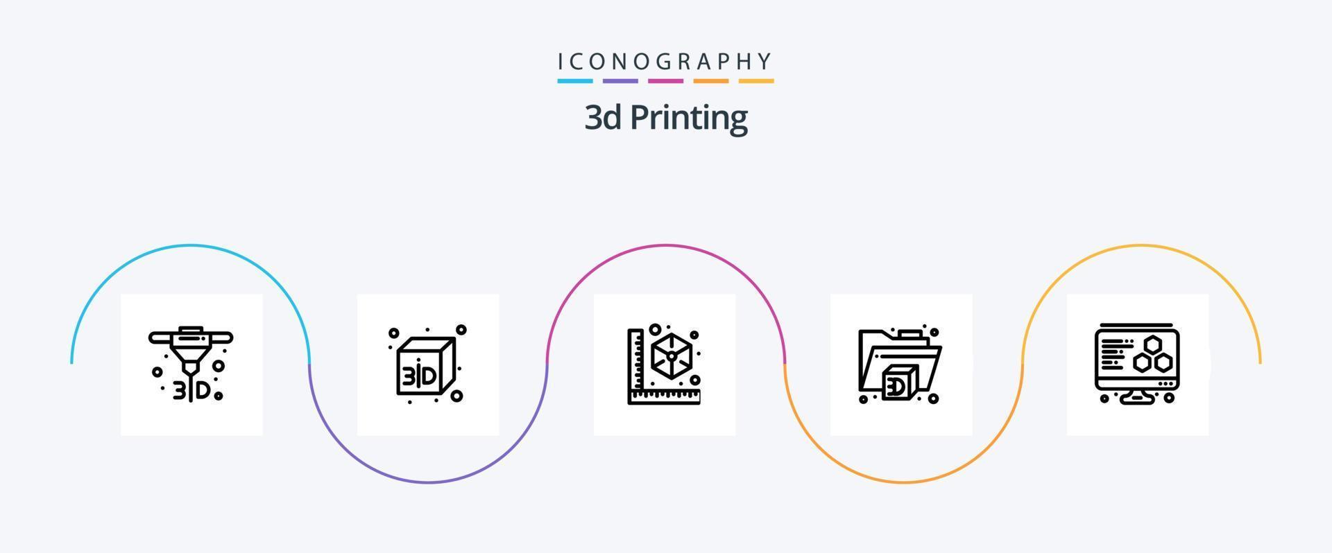 3d Printing Line 5 Icon Pack Including . printing. gadget. 3d. printer vector