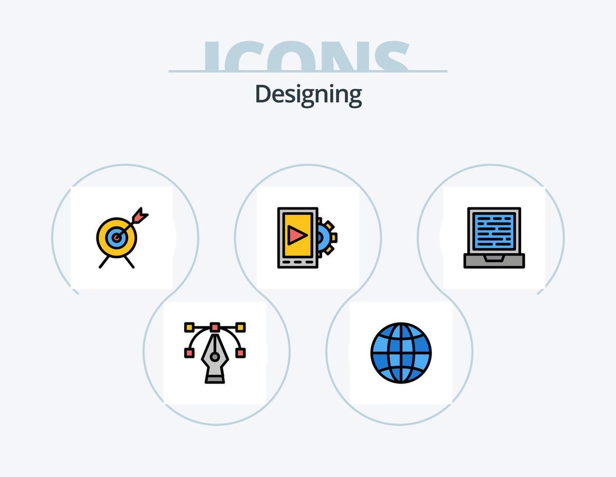 diseño de línea llena de icono paquete 5 diseño de icono. . Internet. configuración. globo. documento vector