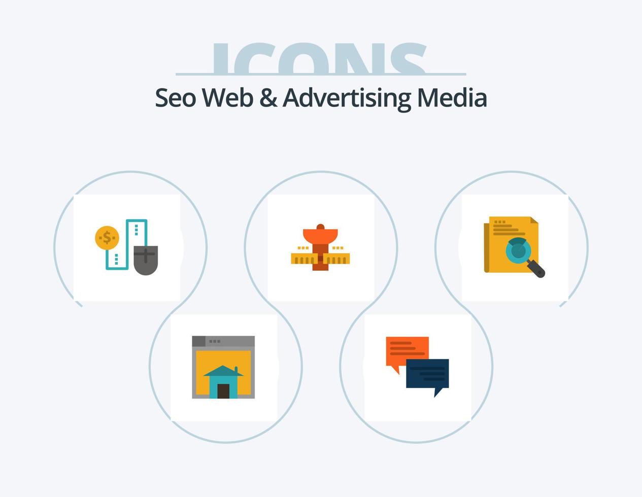 Seo Web And Advertising Media Flat Icon Pack 5 Icon Design. space. connection. popup. dollor. connect vector