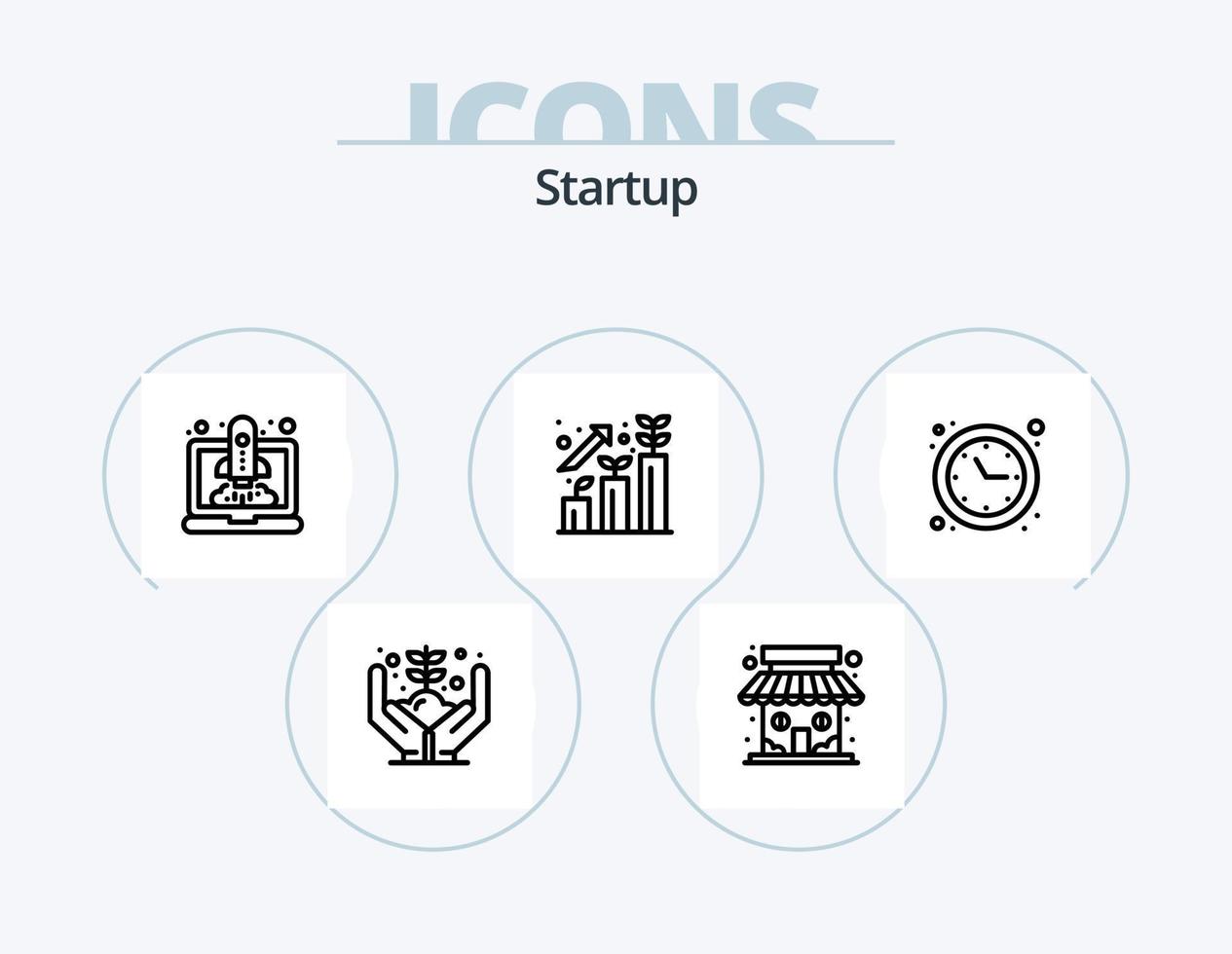 Startup Line Icon Pack 5 Icon Design. goal. graph. generation. statistics. chart vector
