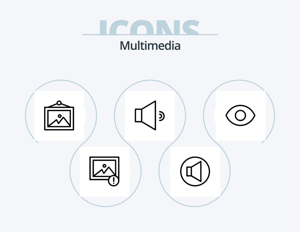 paquete de iconos de línea multimedia 5 diseño de iconos. . . actuación. imagen. imagen vector