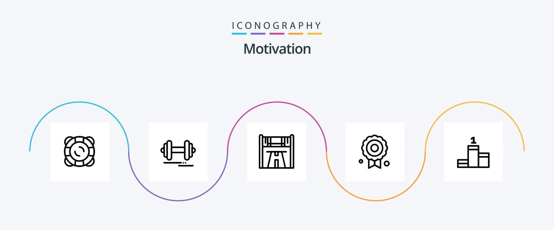 Motivation Line 5 Icon Pack Including achievement. position. checkpoint. quality. certificate vector