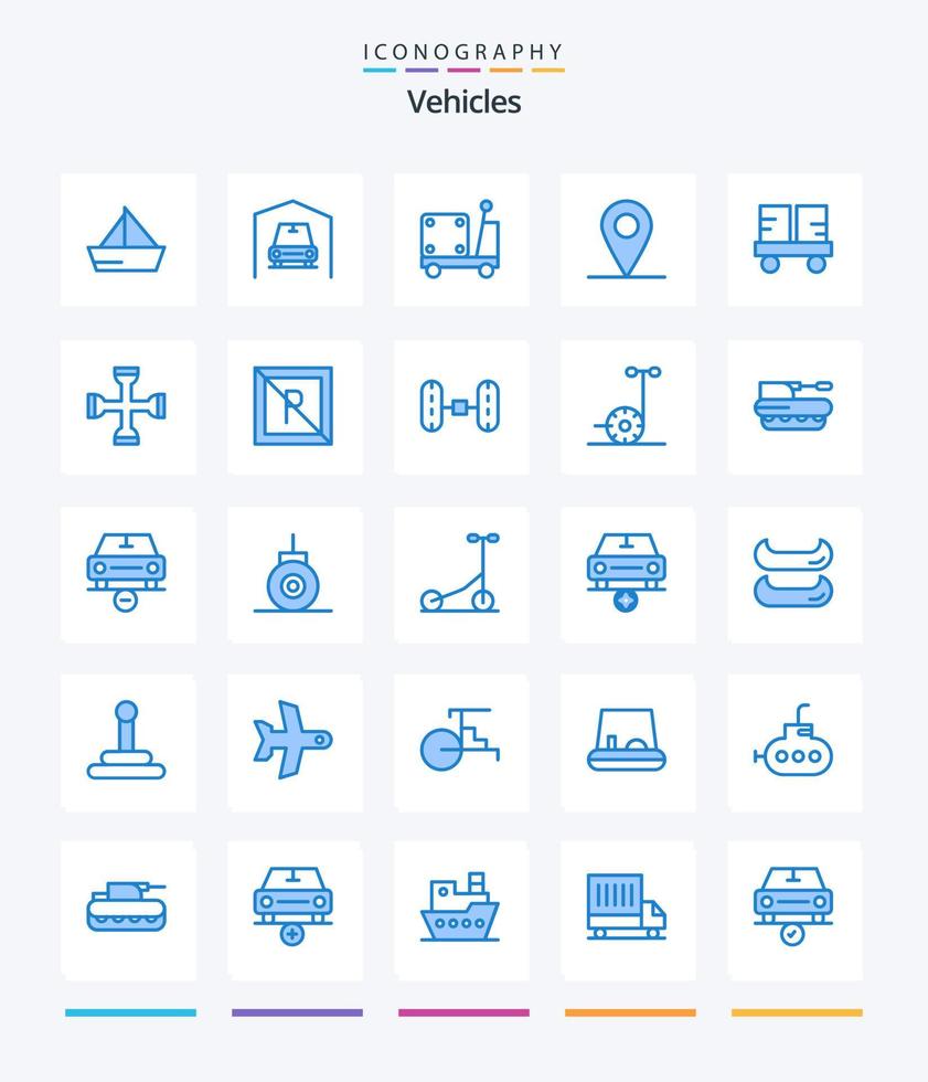 Creative Vehicles 25 Blue icon pack  Such As forklift truck. fork truck. forklift. caterpillar vehicles. location vector